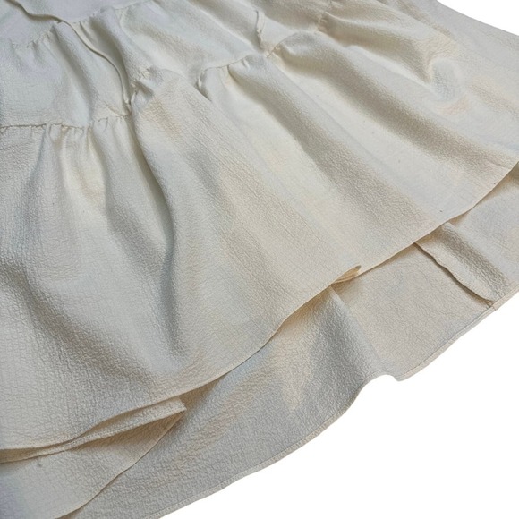 Wishlist texture neck tie mini dress champagne fairy coquette ruffle puff sleeve - Picture 4 of 9